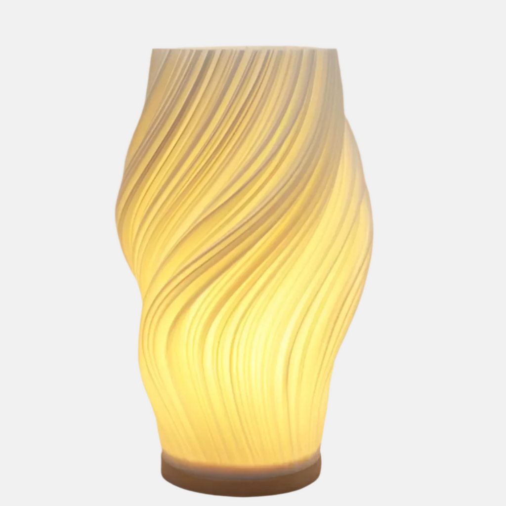 Fluessa | Soft Wave-Inspired LED Lamp – Cream Surface &amp; Dimmable Glow for Cozy Corners
