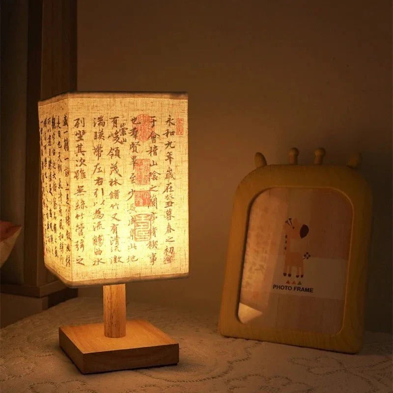Minimalist Wooden Nightstand Lamp – Japanese Zen Design